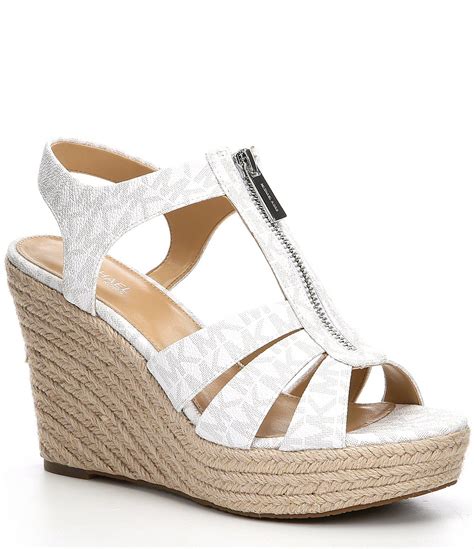 michael kors white wedge sandals|michael kors suede wedge sandals.